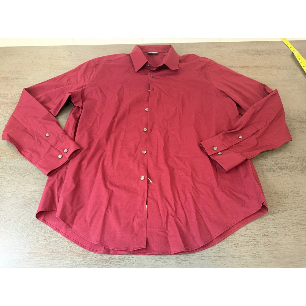 Van Heusen Flex3 Slim Fit Dress Shirt Burgundy 16-16.5 32/33 20KH548605